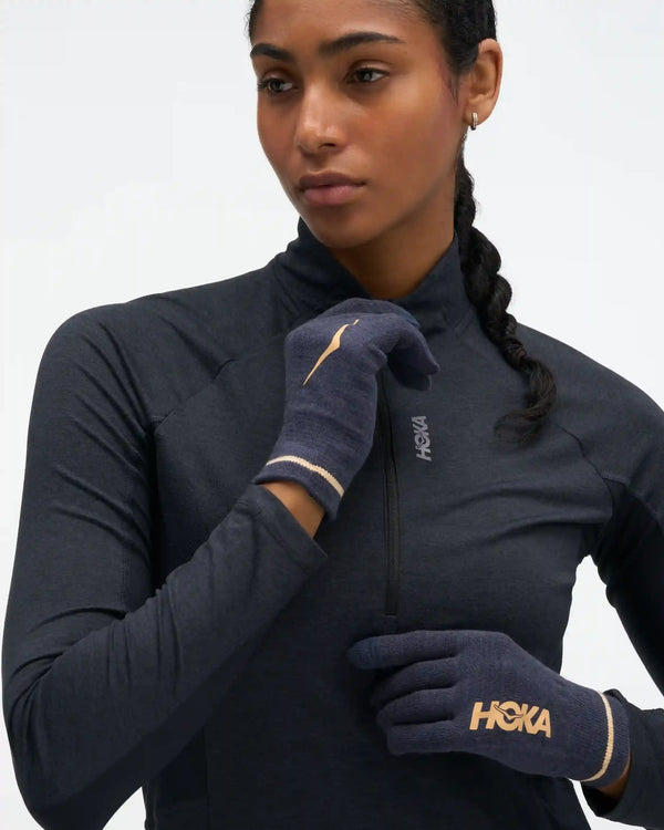 HOKA Knit Gloves:Varsity Navy / Gold:S/M