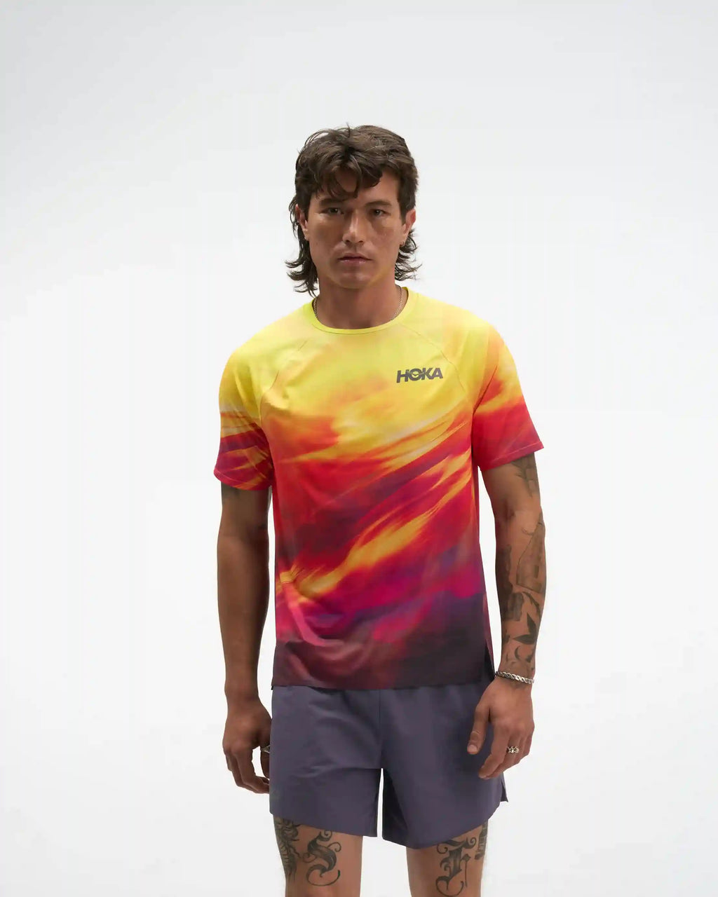 Race Day Short Sleeve:Hoka Citrus Prt:XS