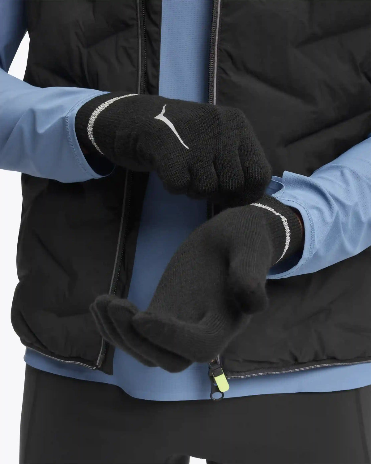 HOKA Knit Gloves:Varsity Navy / Gold:S/M