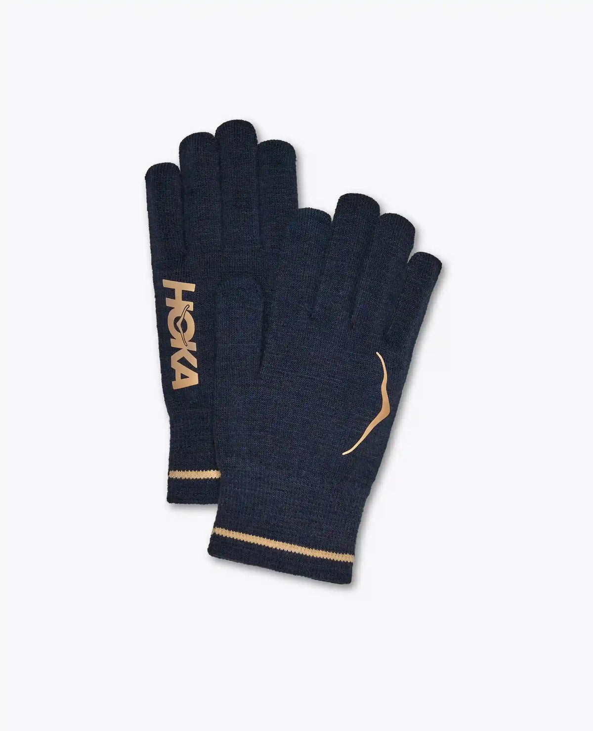 HOKA Knit Gloves:Varsity Navy / Gold:S/M