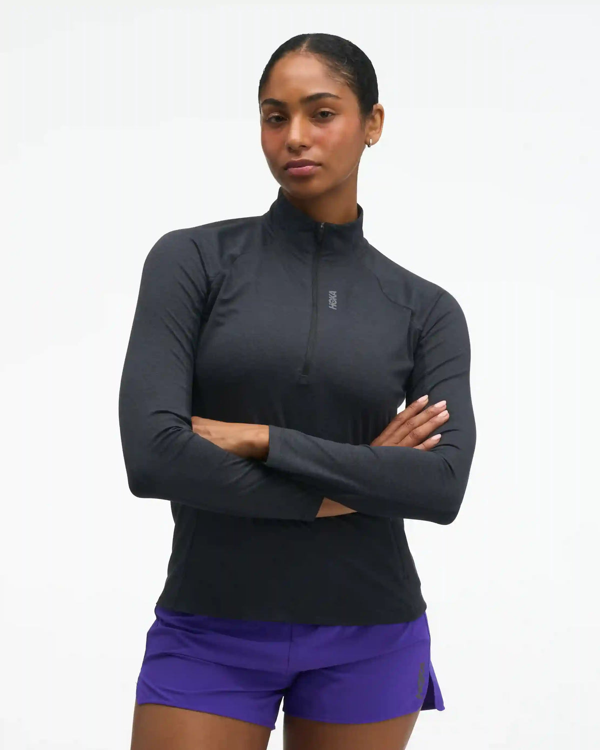 SkyForm Half Zip:Black Htr:XS