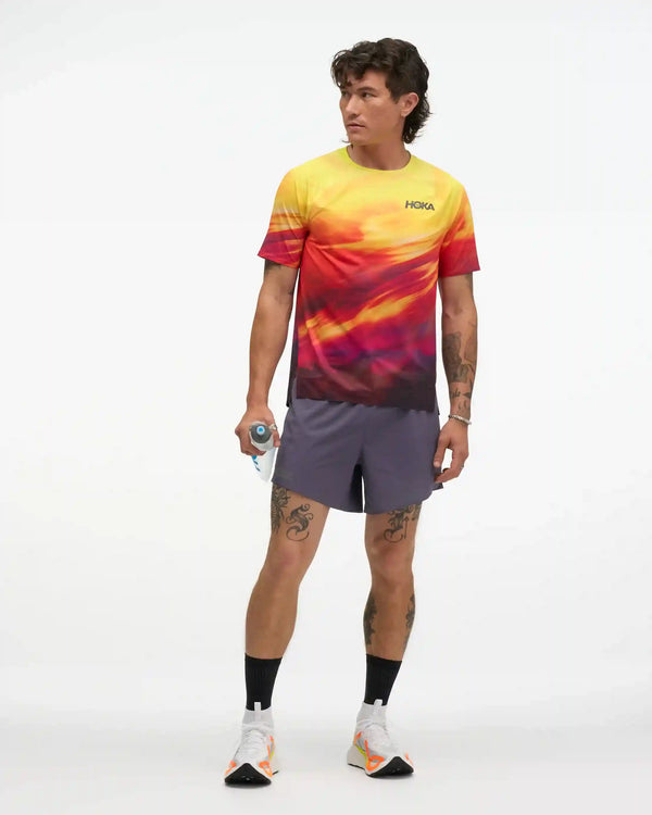 Race Day Short Sleeve:Hoka Citrus Prt:XS