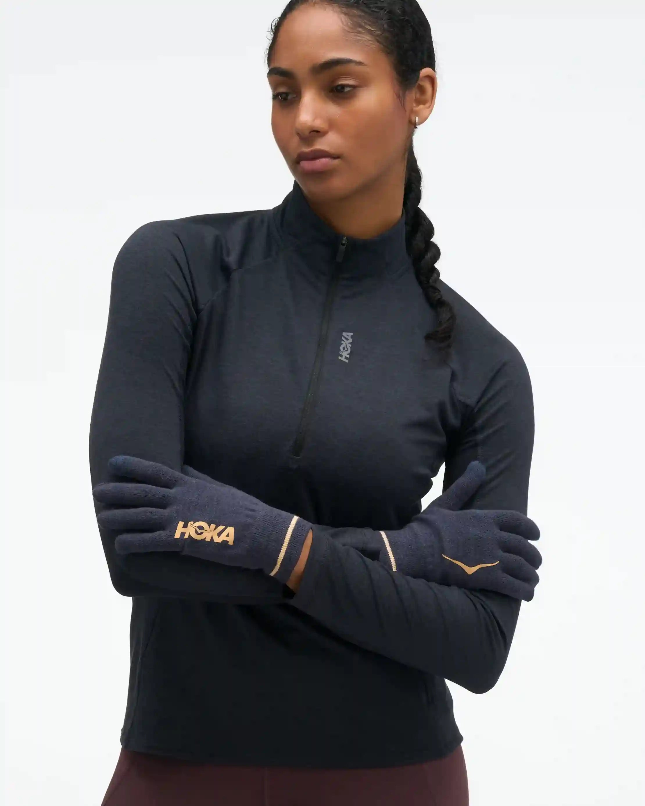 HOKA Knit Gloves:Varsity Navy / Gold:S/M Secondary image